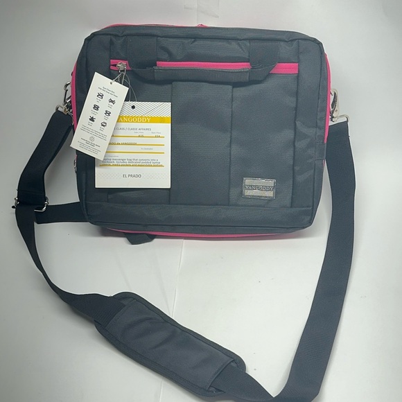 Laptop Convertible Backpack 12 inch Computer Pouch Bag Black with Pink BRAND NEW - Picture 3 of 9